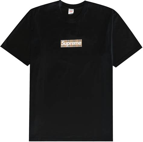 supreme burberry tee black|supreme burberry logo tee.